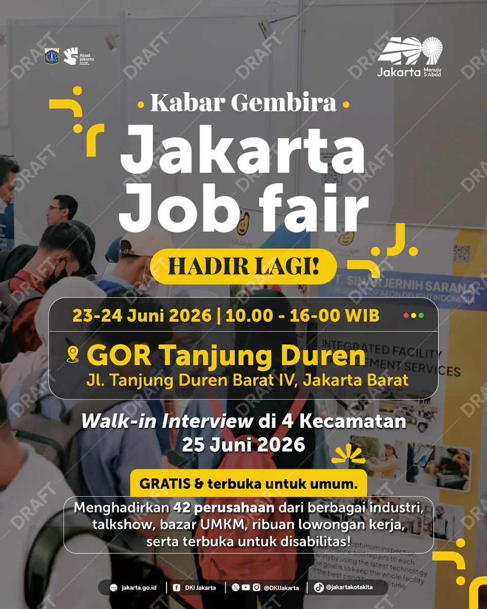 Job Fair Kabupaten Sumenep 2026 (Suku Dinas TKTE Wilayah Kabupaten Sumenep Barat) : 23-24 Juni 2026